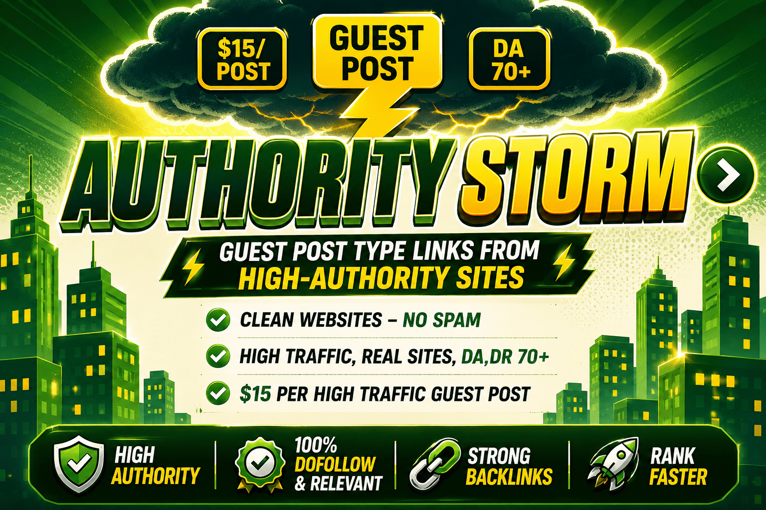 I will do FIVE high authority Guest Post style backlinks from high traffic real sites 