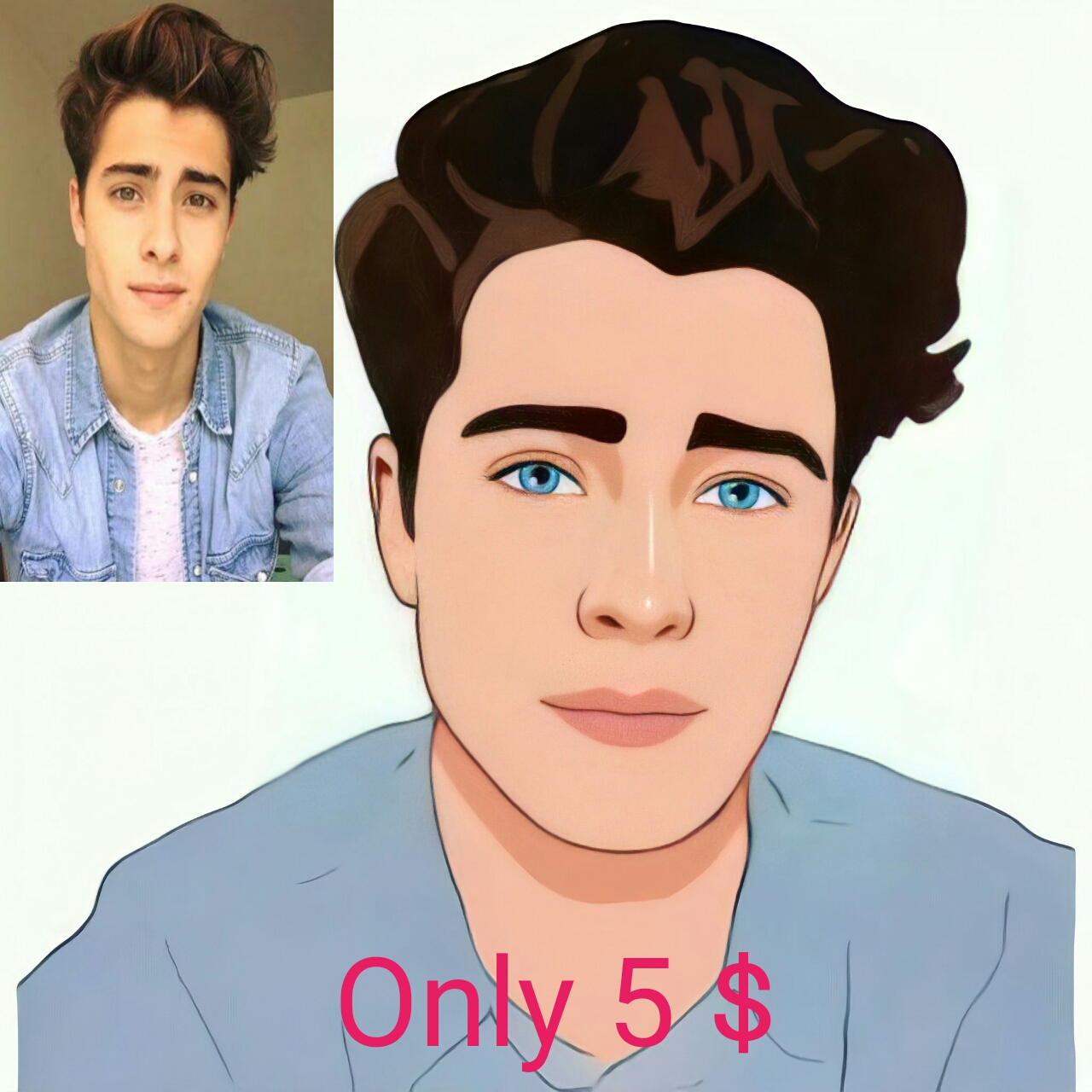 I will doing your image with simple cartoon color style