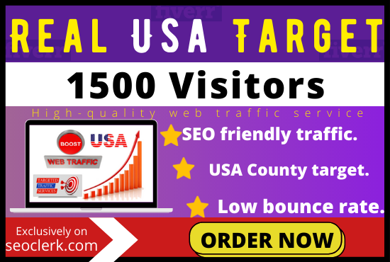 I will send 1500 strong organic targeted USA web traf...