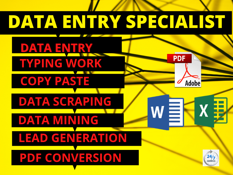 I will do data entry, copy paste, fast typing, pdf conversion, lead generation
