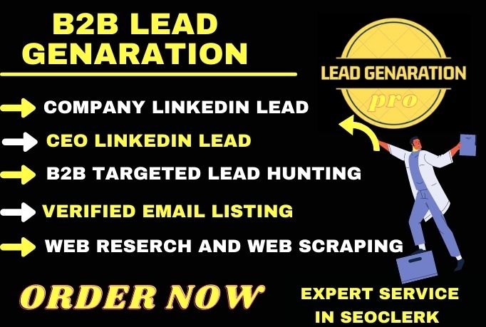 I will provide 30 b2b lead, linkedin lead and web research for your business