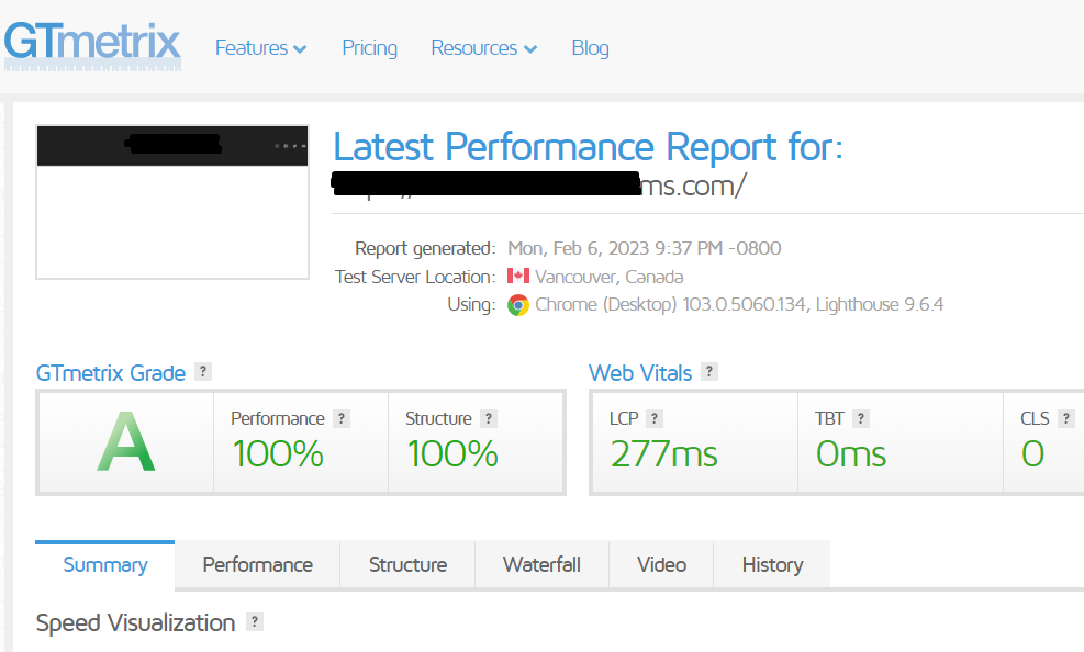 WordPress Website Page Speed Optimization on GTmetrix