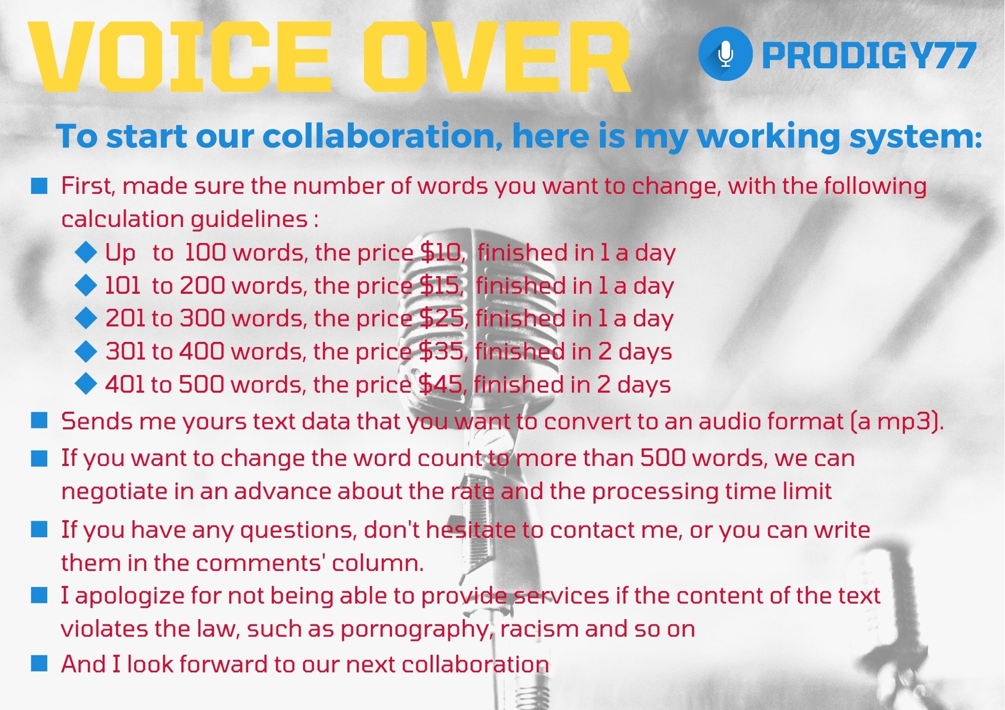 voice over with clear, fast and perfect results