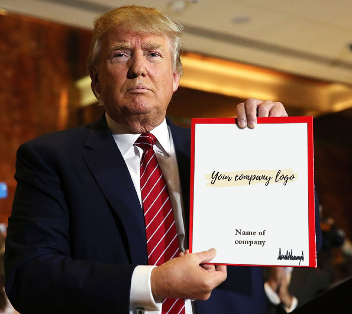 I will make popular personalities hold your logo