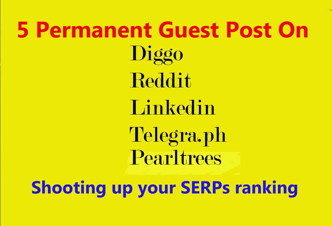 I Will Do 5 Permanent Guest Post on Diigo,Reddit,Linkedin,Telegra.ph,Pearltrees.com