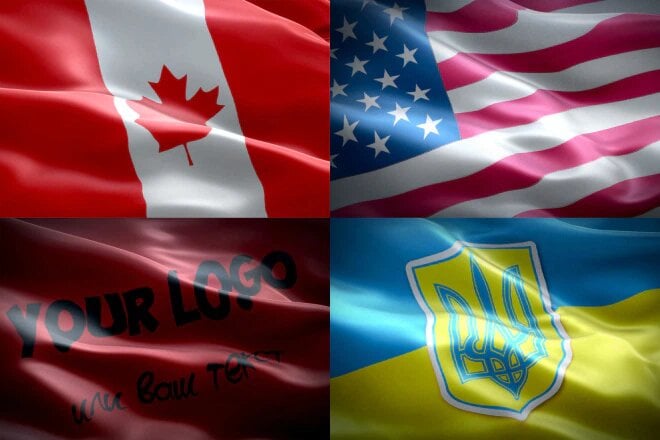 I will create a waving flag animated with your logo, text or image