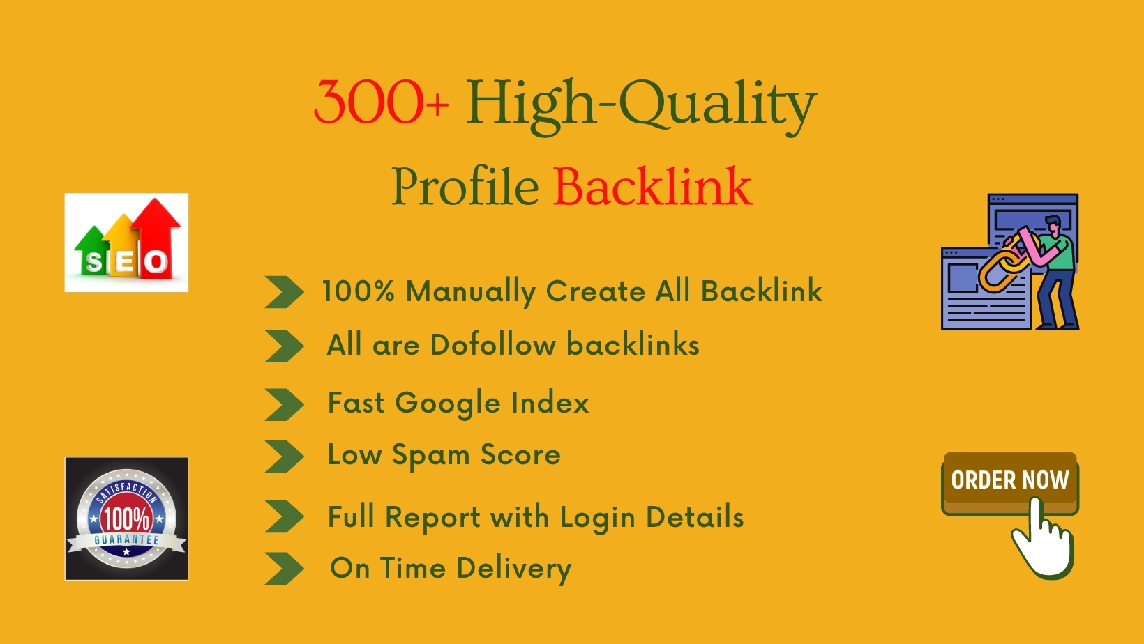 I will create 50 high profile backlinks manually.