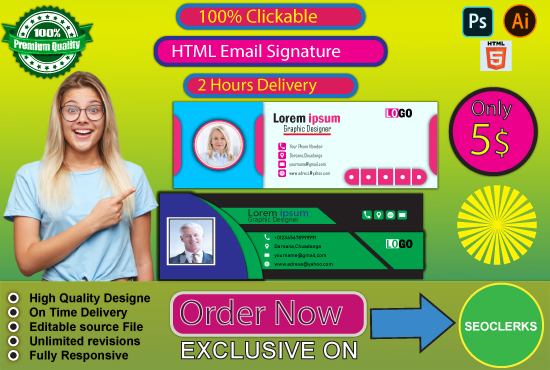 I will do a professional clickable HTML email signature