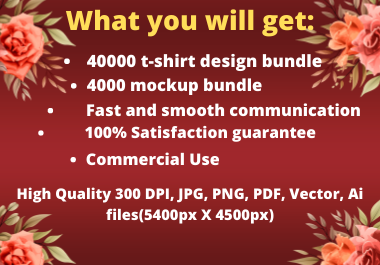 40K T SHIRT DESIGN BUNDLE AND 4K MOCKUP BUNDLE 