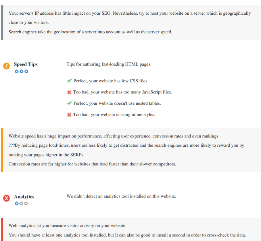 Get SEO score and all the positive and negative points