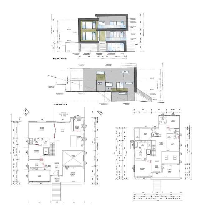 I will draw architecture drawing plans elevation section drawing