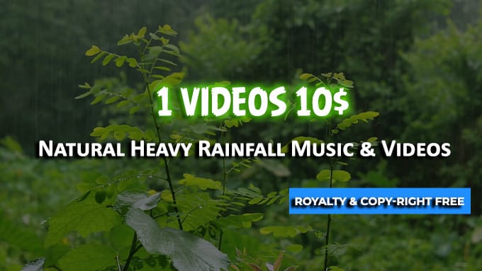 I will create 20 natural rainforest heavy rainfall relaxing videos capture by me