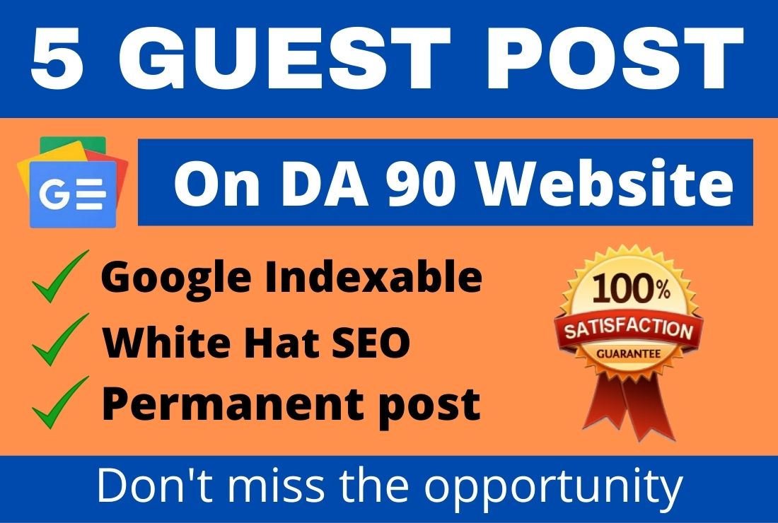 I will write and publish 5 Guest posts on high DA and DR website