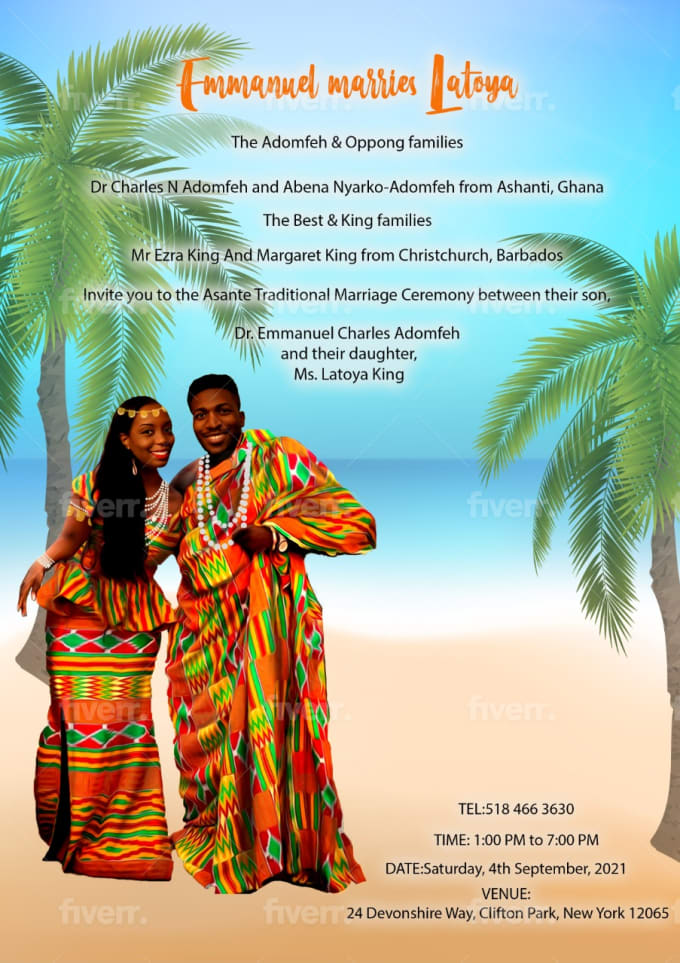 I will design invitation card for weddings, parties,any event