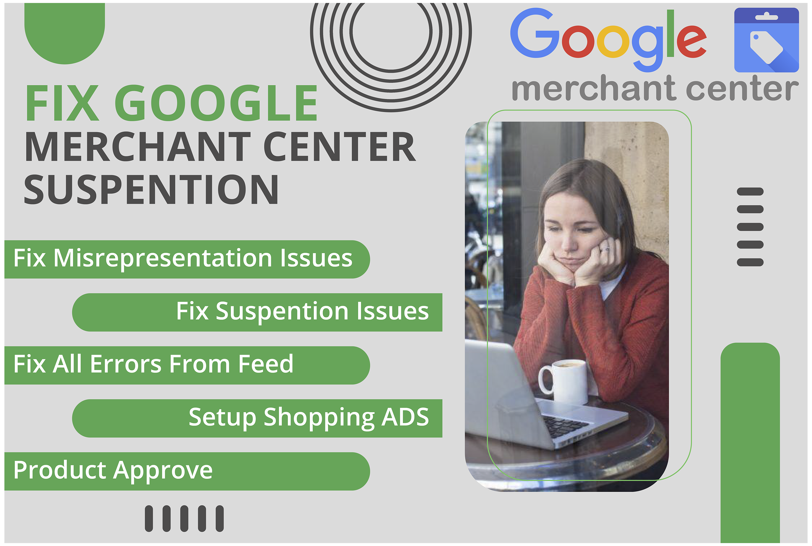 I will fix your google merchant center suspension issues