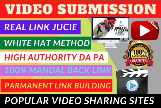 I will Create 70 manual video submission or upload to popular video sharing site