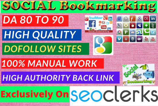 I will do 80 social Bookmarking high authority do-fol...