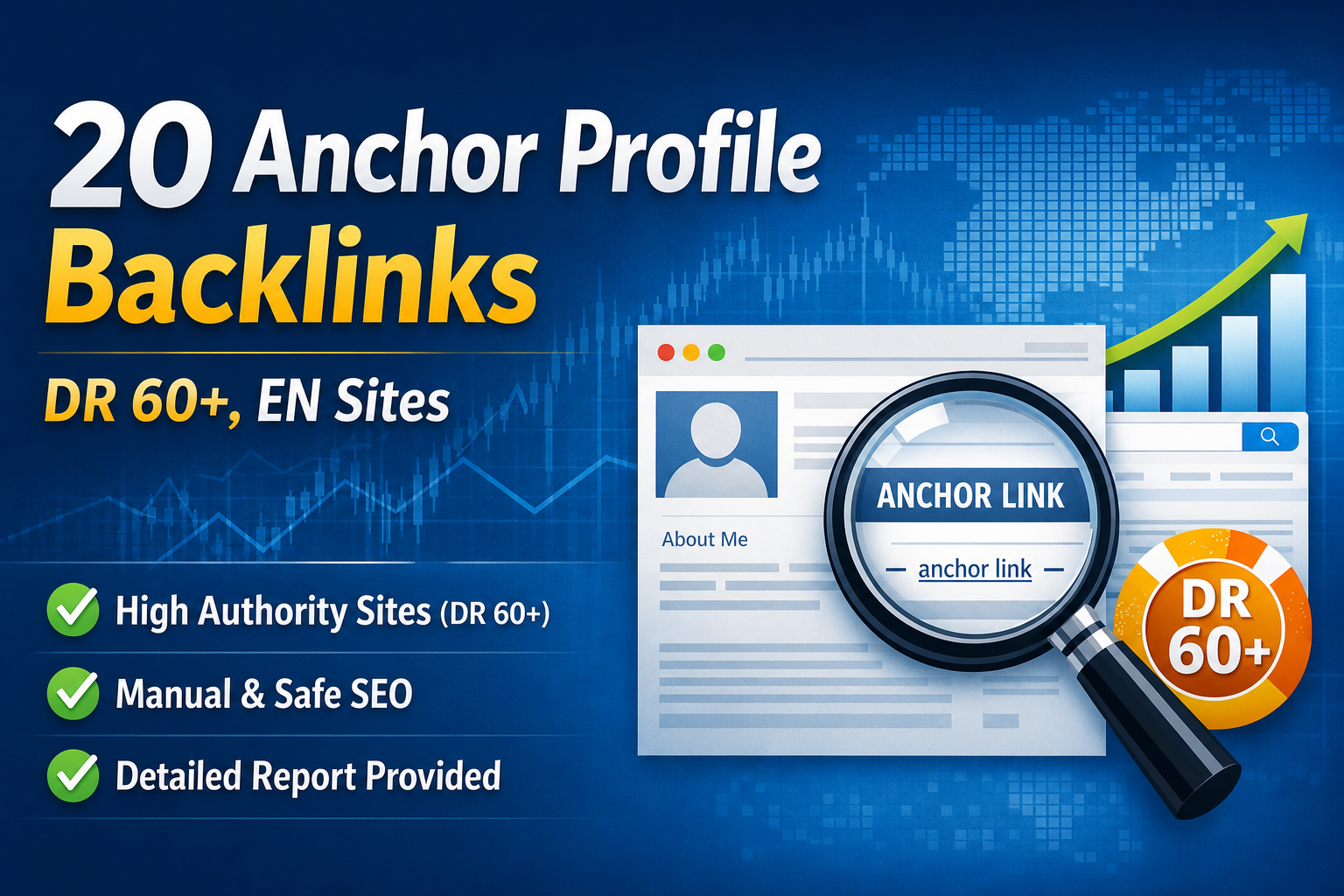 20 Manual Anchor Profile Backlinks from High DR60+