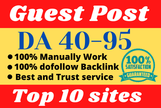 10 guest post or blog post on High Authority high da website with unique content dofollow backlinks