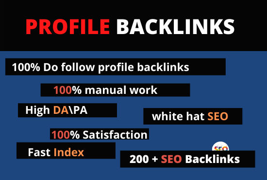 I will create 200 manual do follow profile backlinks on high authority websites