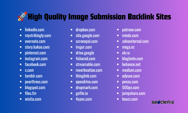 I Will Build High-Quality Manual Image Submission Backlinks for SEO