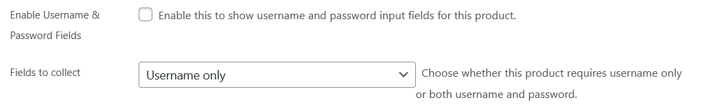 Woocommerce plugin to Collect account credentials for products 