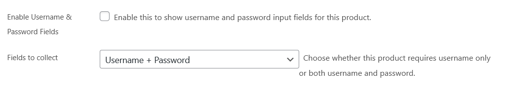 Woocommerce plugin to Collect account credentials for products 