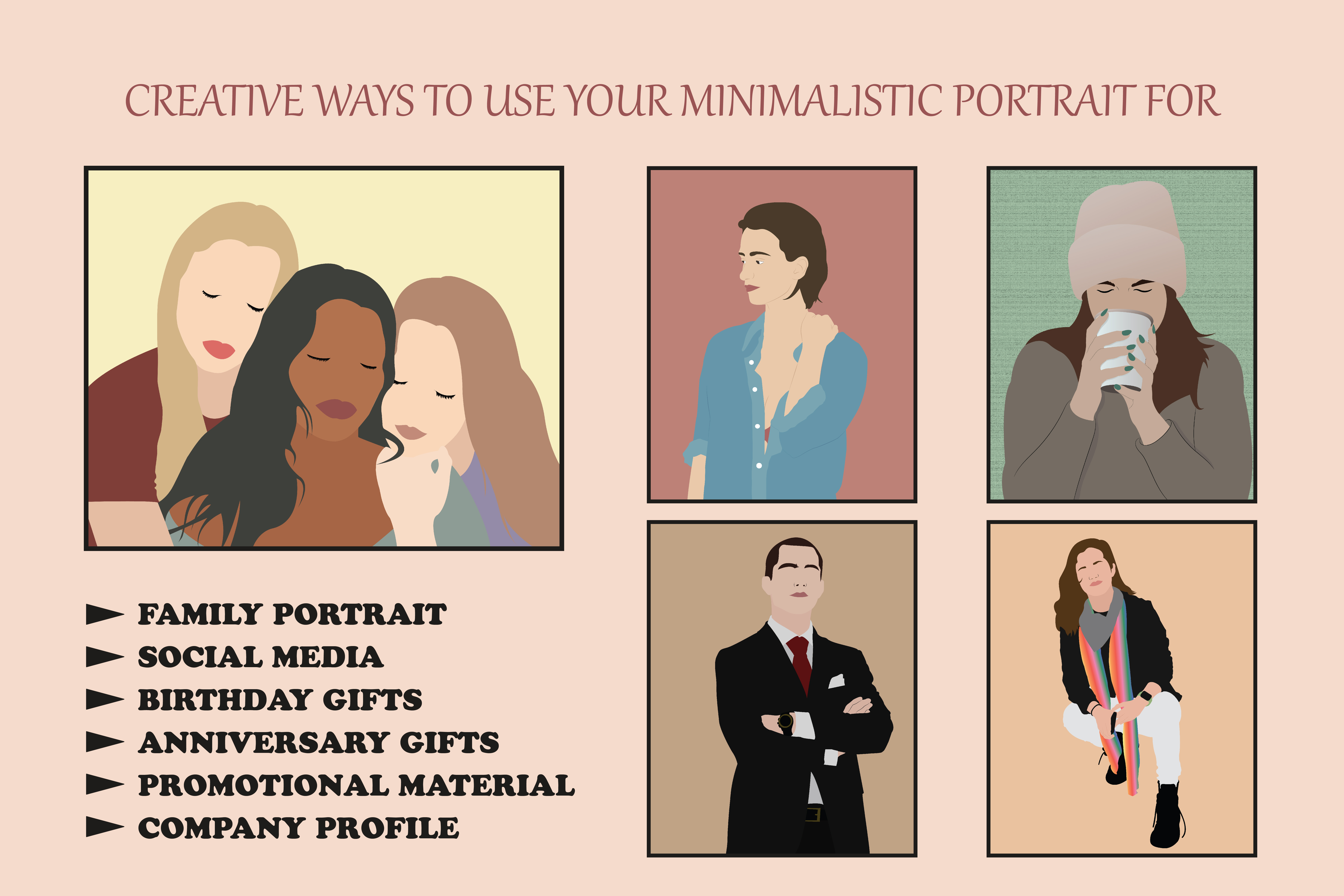 I will create minimalistic vector portrait from a picture