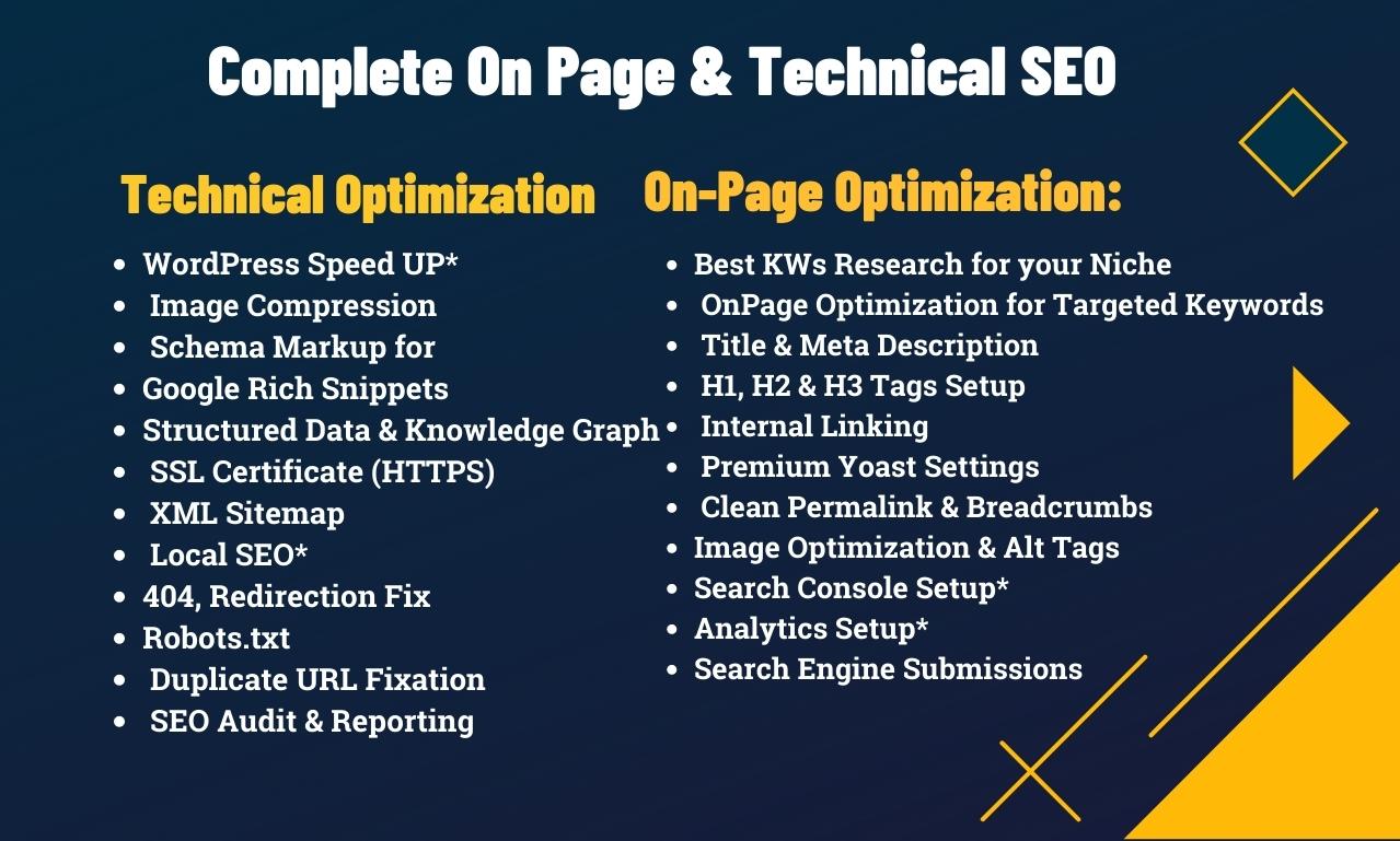 I will do Complete on-page SEO and technical optimization for google ranking