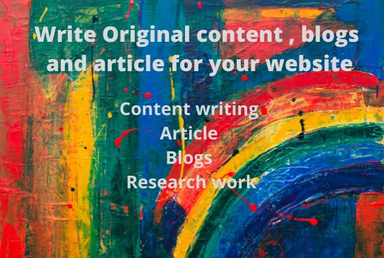 I will write original, high quality articles and blogs for your website