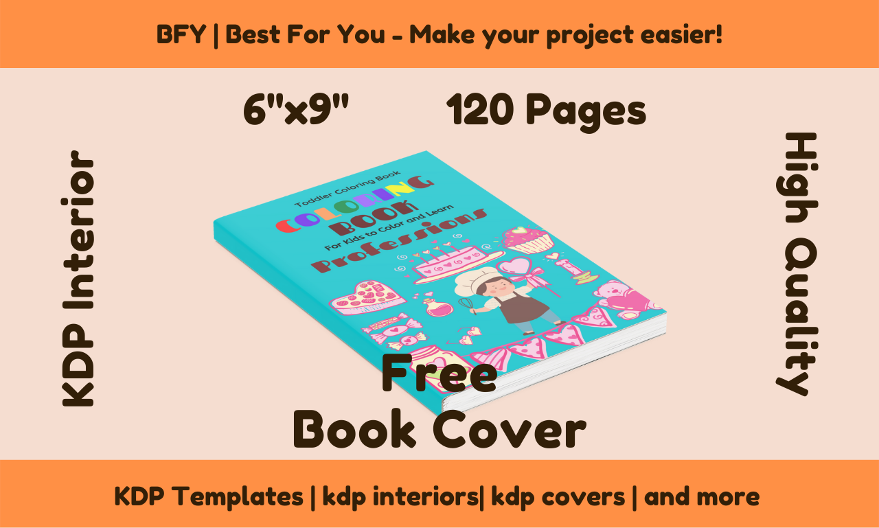 I will provide a coloring book professions 6x9 60 pages, free book cover