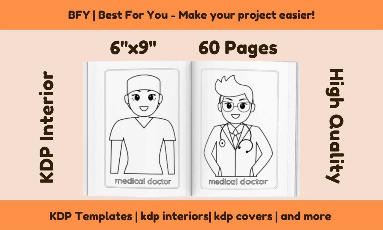 I will provide a coloring book professions 6x9 60 pages, free book cover
