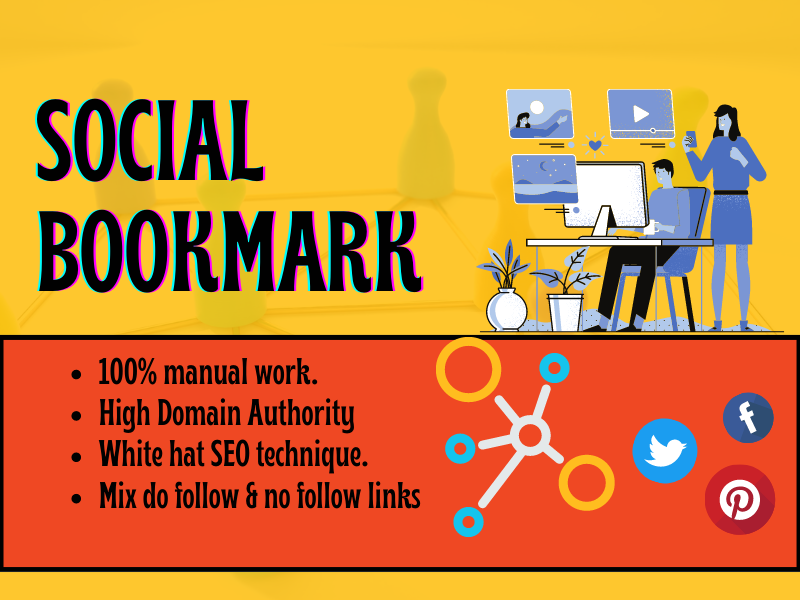 I will create 50 manual social bookmarking in high DA backlink. Minimum 20 DA 90+ sites.