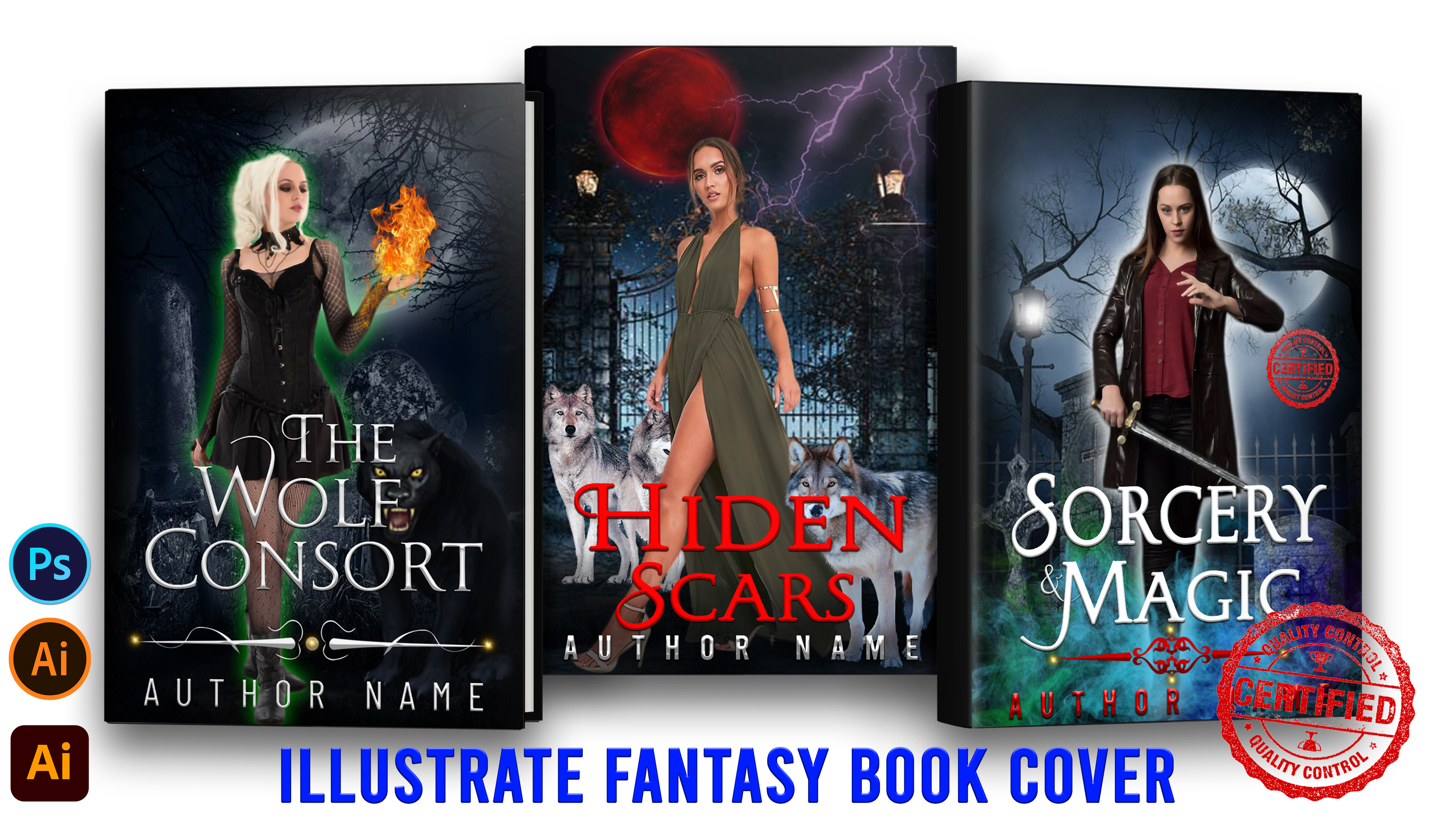 I will illustrate fantasy book cover design