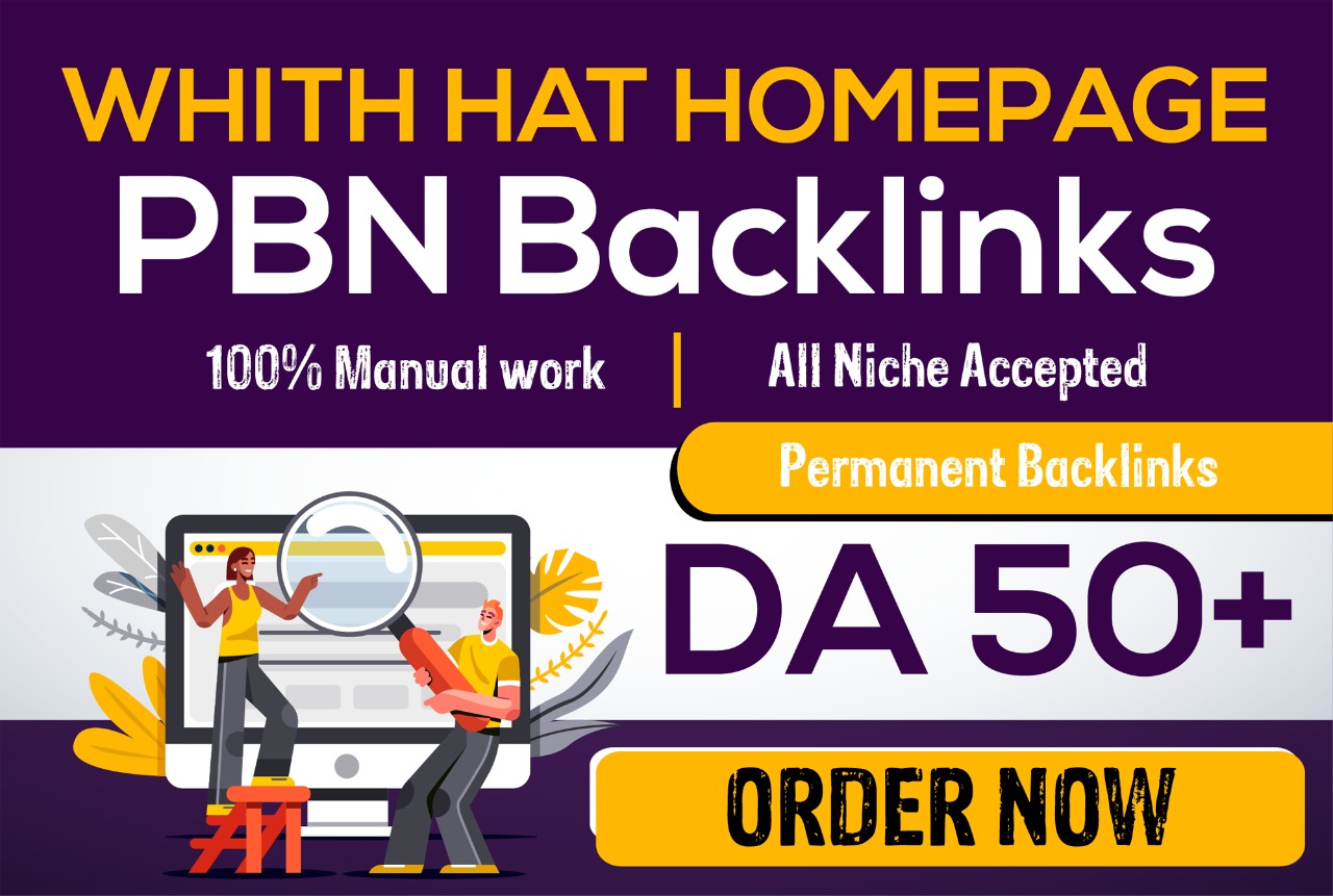 create 30 high da 50+ homepage white hat seo dofollow backlinks