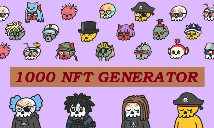 I will generate 1000 2D NFT art collection and metadata with rarities using your base character
