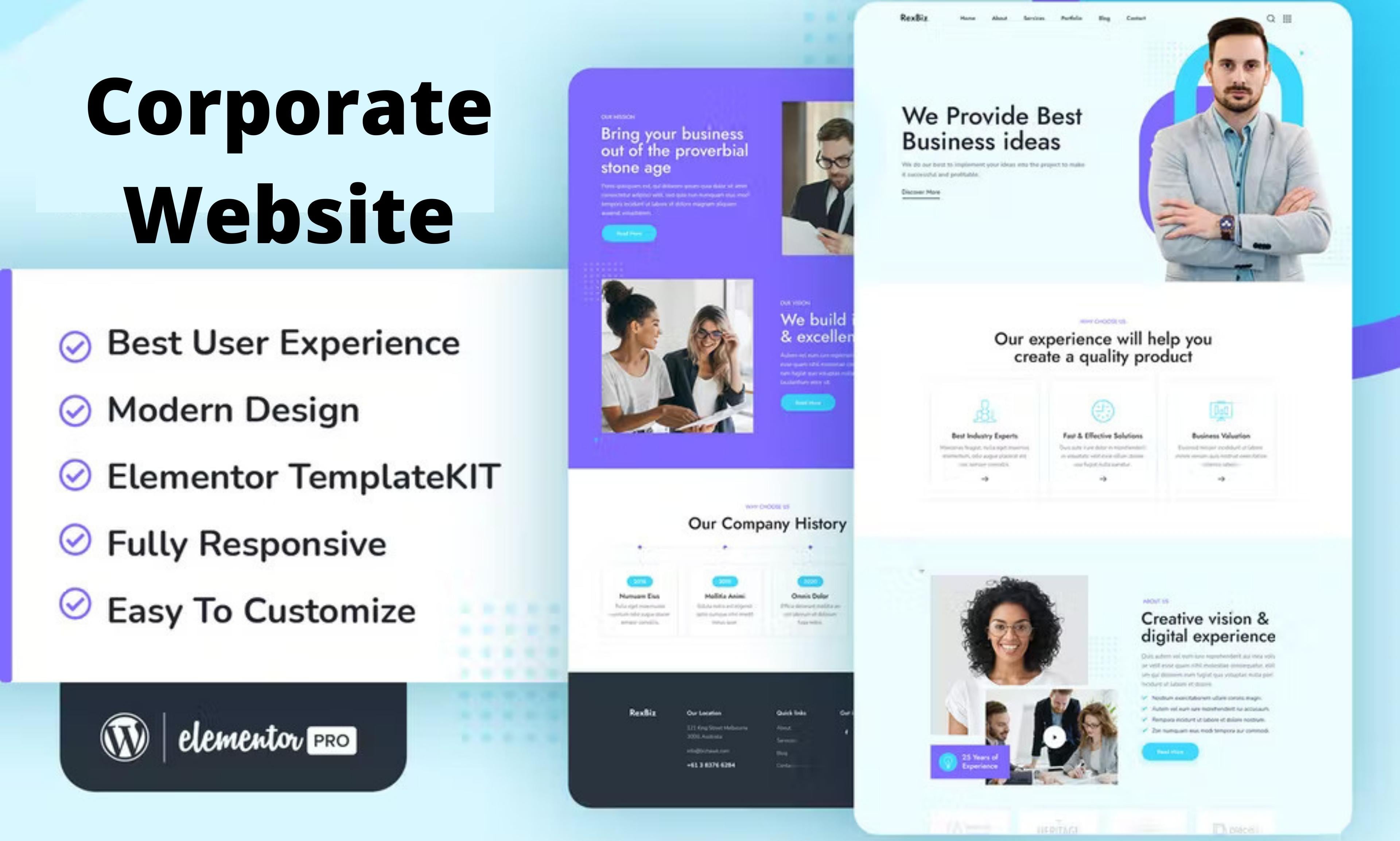 Create business corporate and consulting responsive wordpress website.