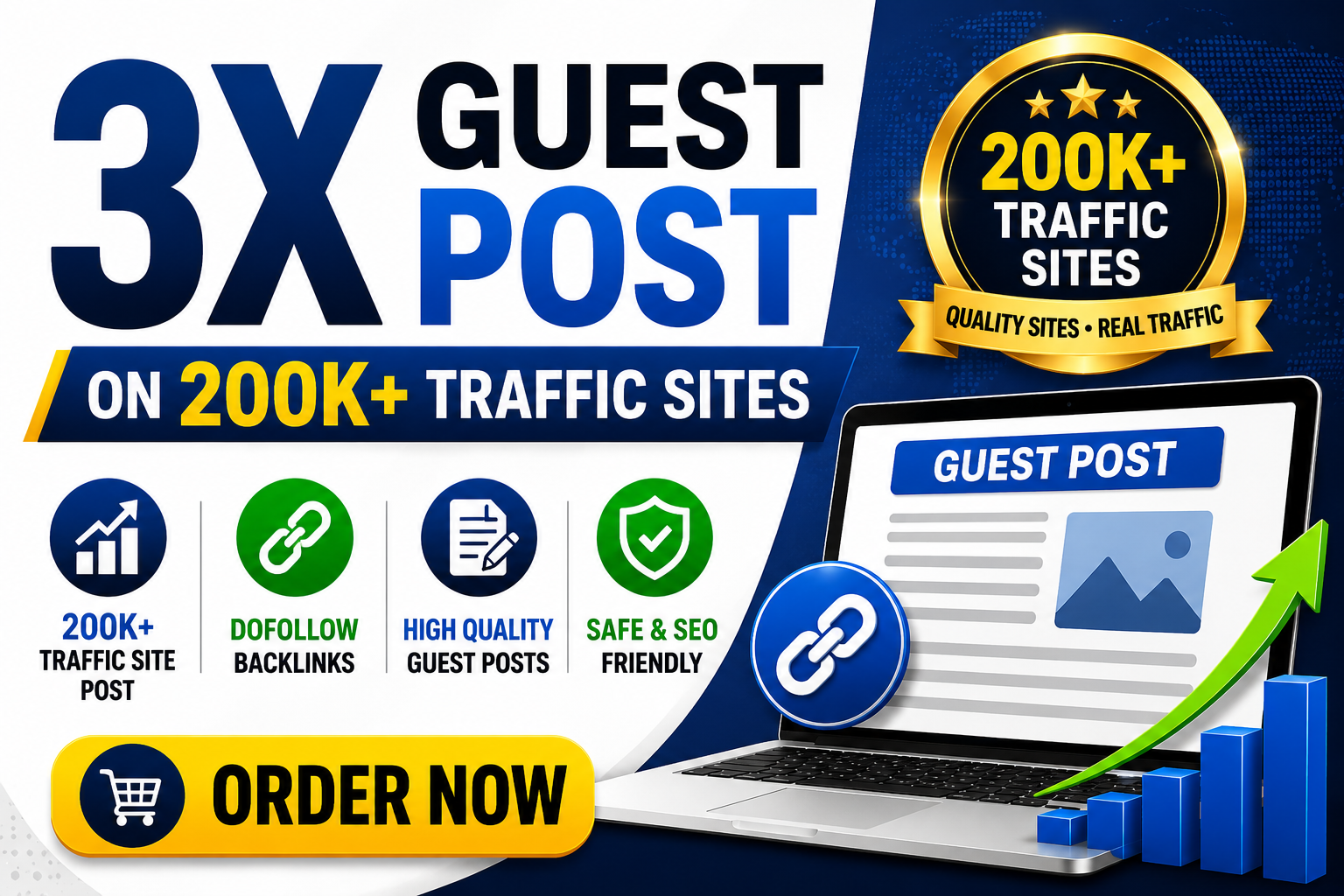Write & Publish 3 High-Quality Guest Posts on 200K+ Real Orgainc Traffic With Dofollow Websites