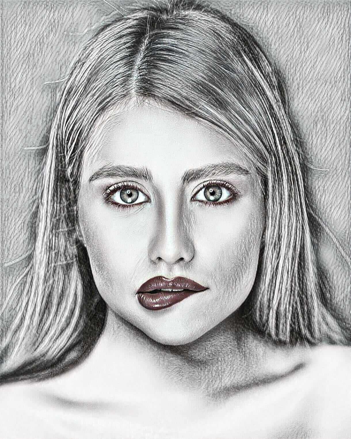 I will make alluring digital pencil effect sketch portrait for you