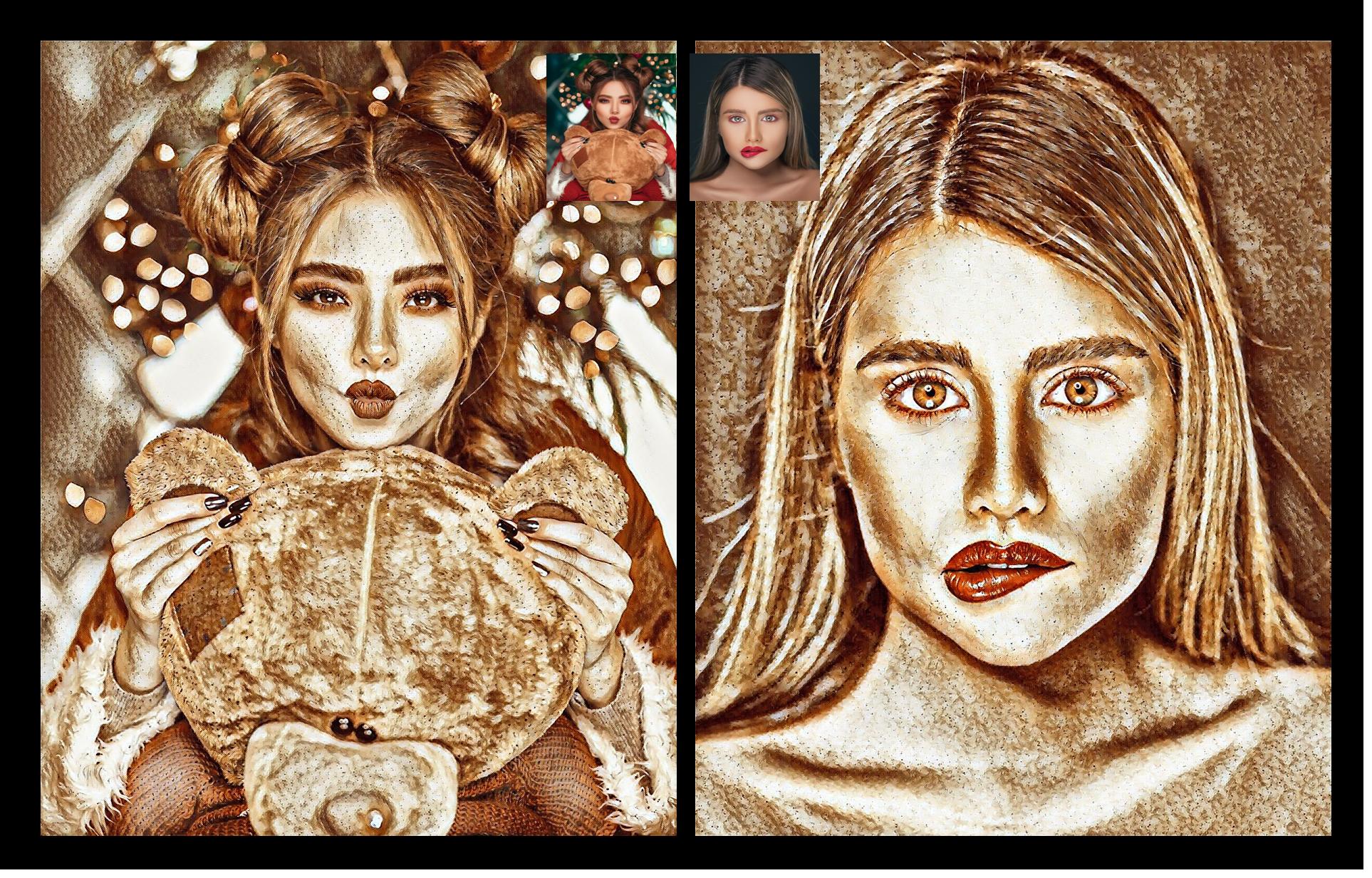 I will make alluring digital Coffee sketch portrait