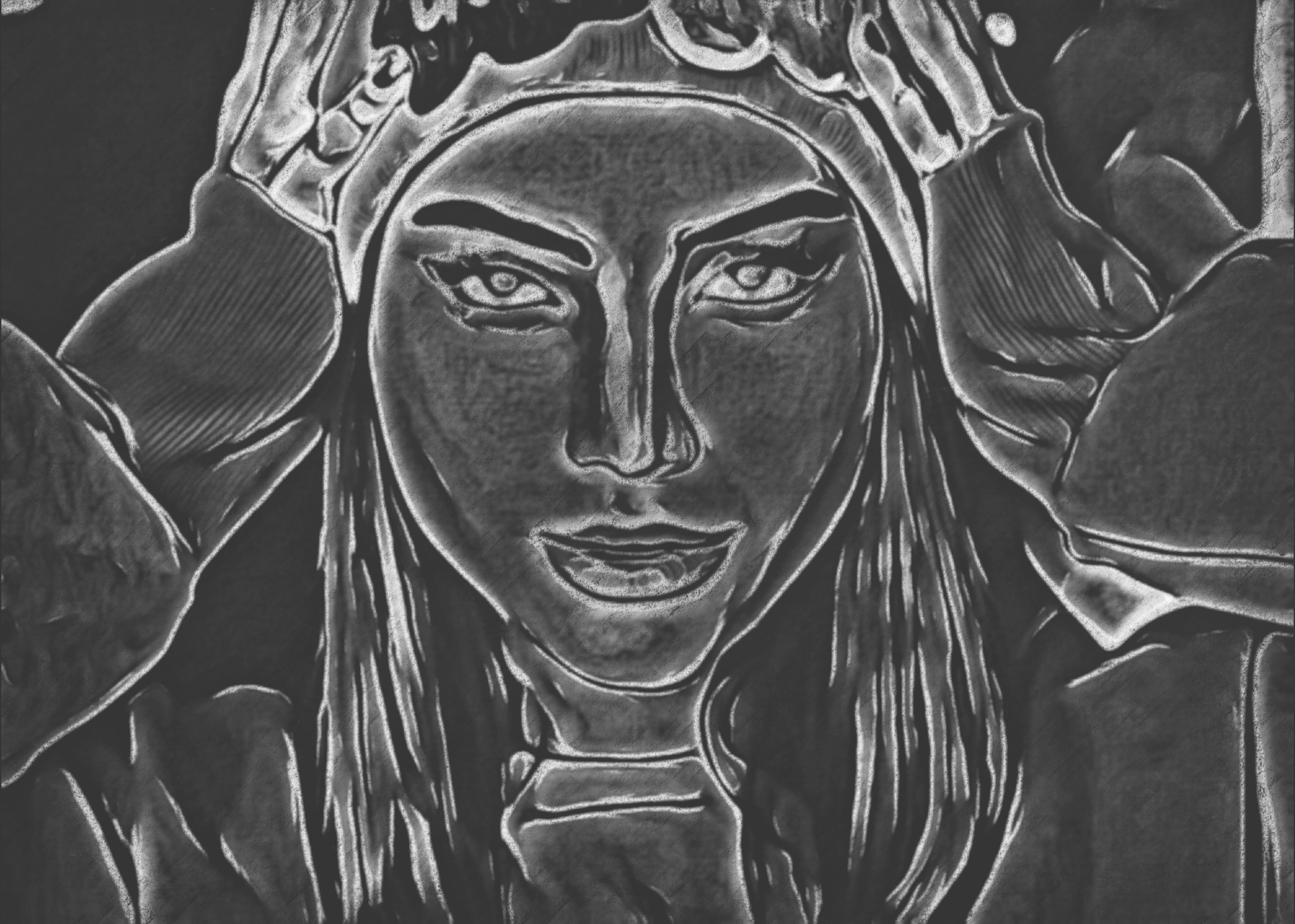 I will make alluring digital chalk portrait