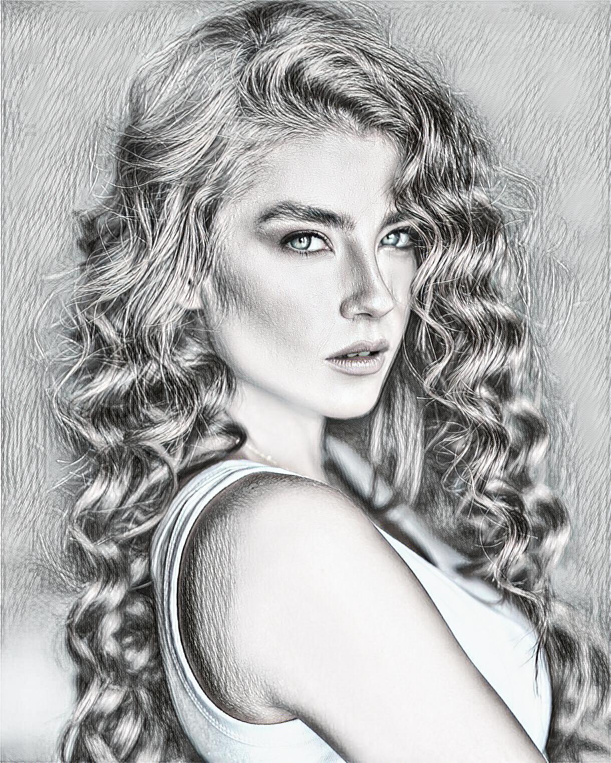 I will make alluring digital pencil effect sketch portrait for you