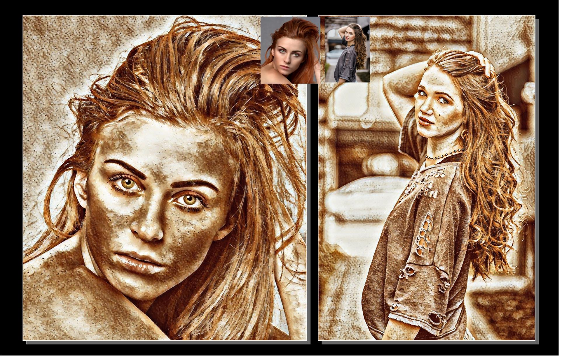 I will make alluring digital Coffee sketch portrait