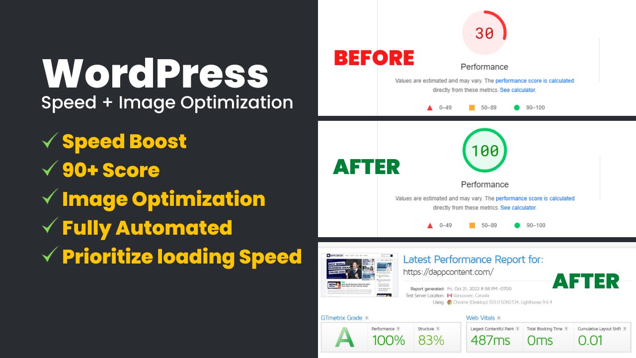 I will Optimize Your WordPress Website Speed (+90 Score) in Best Quality