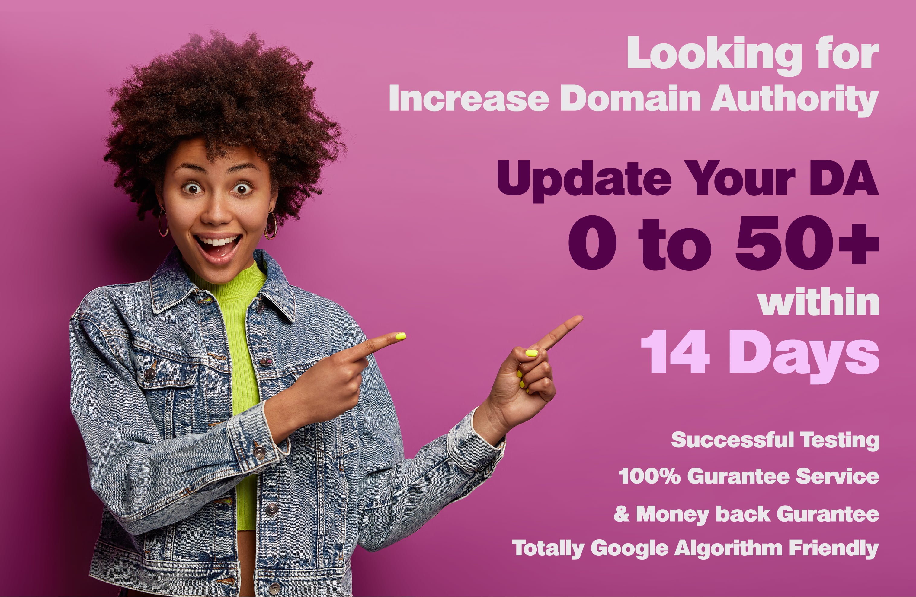 I can increase your DA 0 to 50+ within 2 weeks guaran...