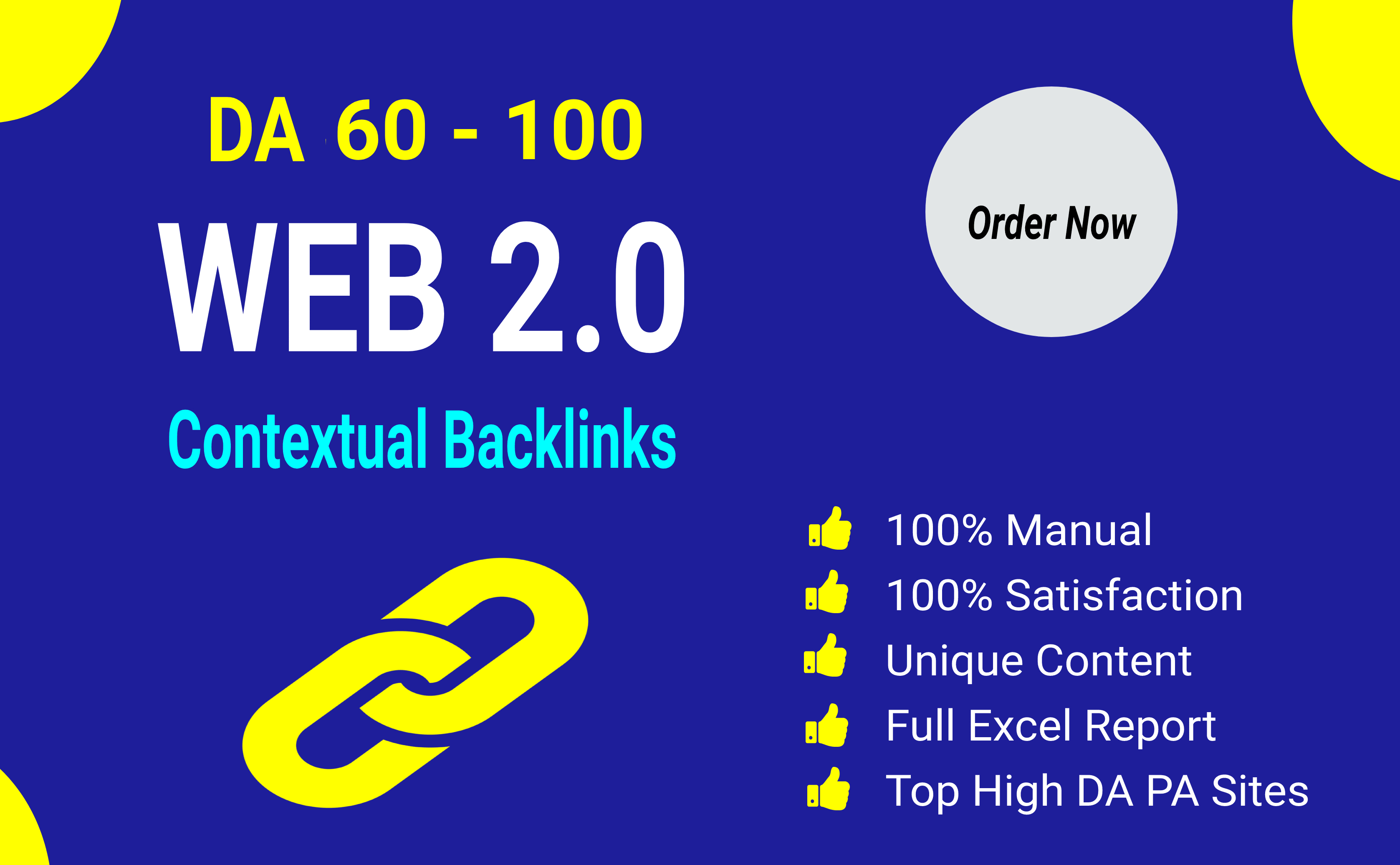 I will create 30 high da web 2.0 buffer blog backlinks manually 