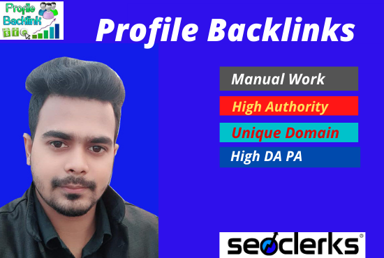 I Will Make 30+ High Quality Profile Backlinks for SEO rank your site.