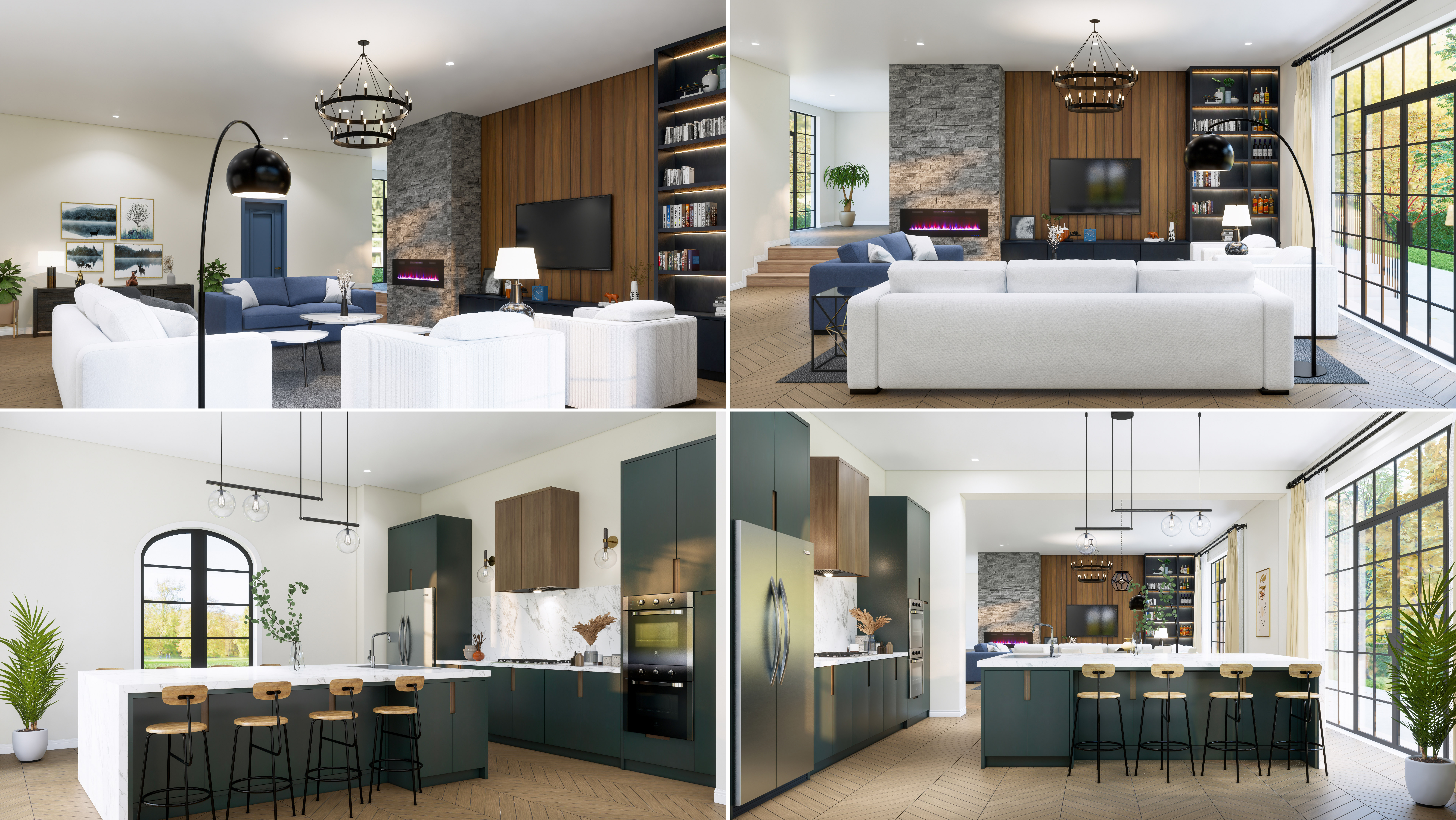 Interior, exterior design with realistic 3d rendering