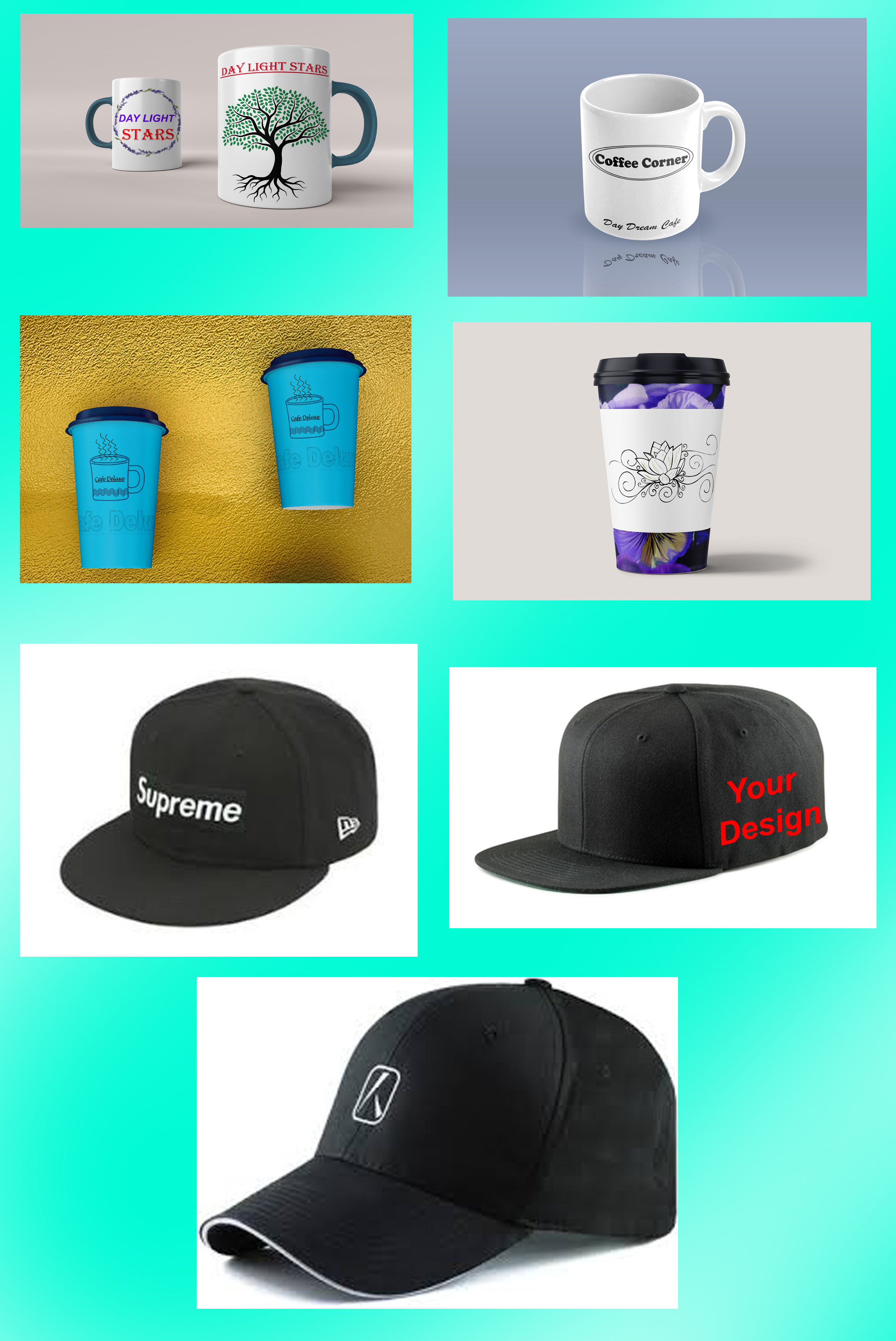 I will draft a Unique Design for your Mug/ Tea Cup, Head Cap & T-Shirt