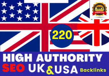 Create 220 permanent UK USA High DA Site Backlink Sure Google Ranking